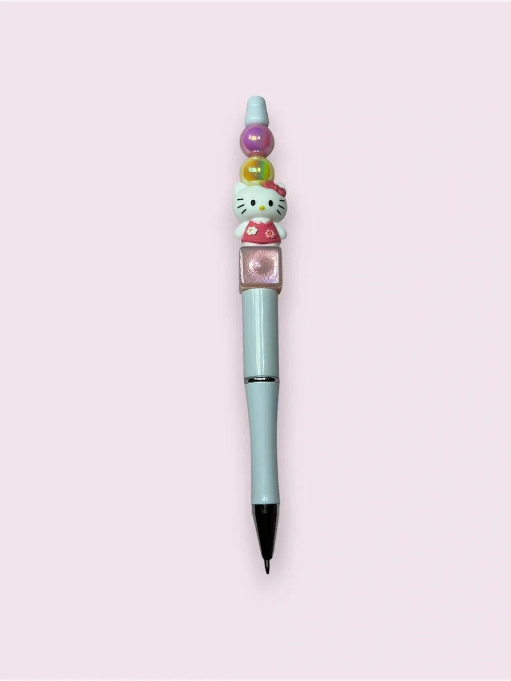 Hello Kitty Pen Black ink with Pink & Multicolor Beads New